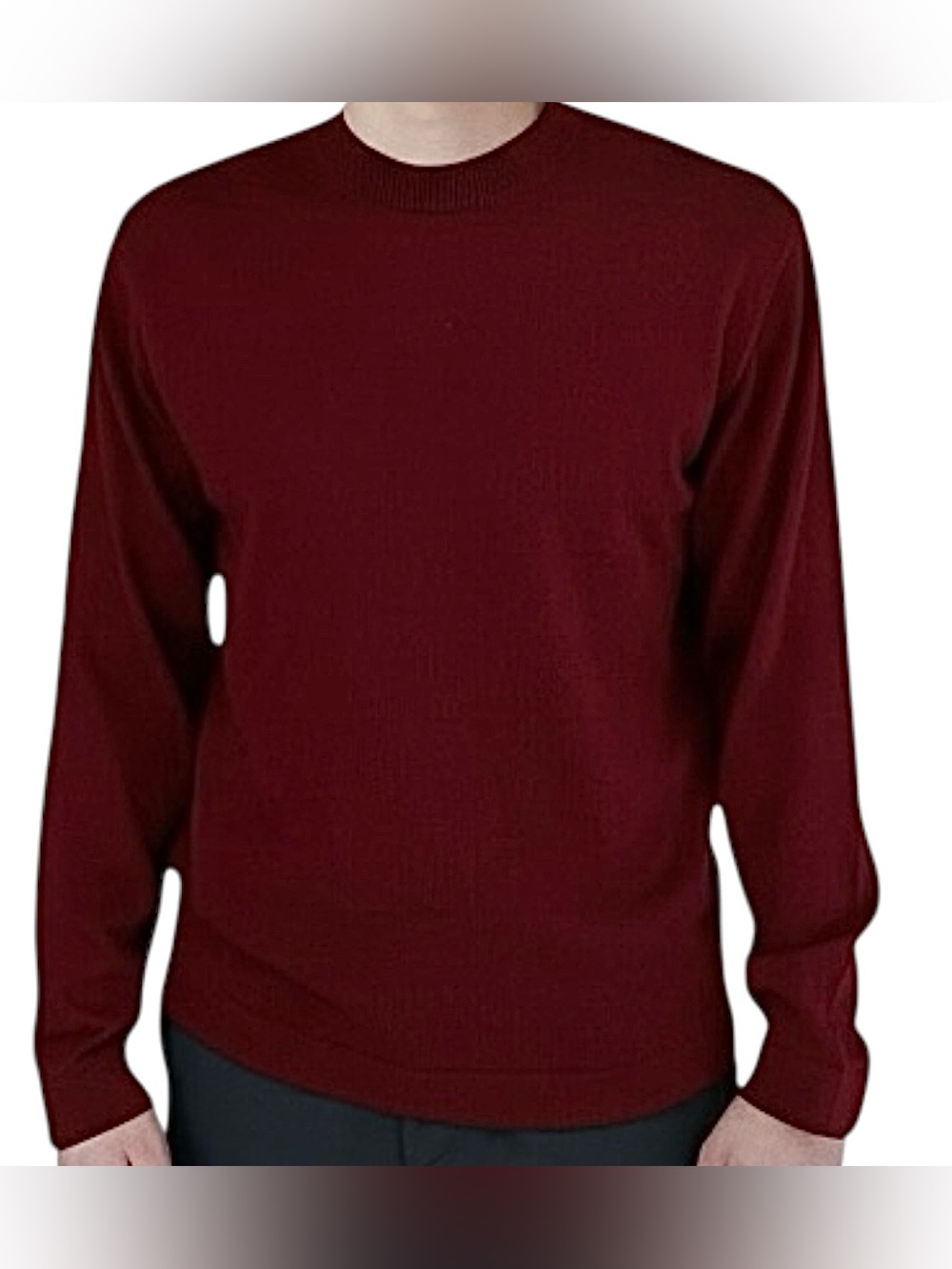 ZEGNA SPORT Sweater Lg Burgundy Made in Italy Cotton Cashmere Crew Neck Pullover